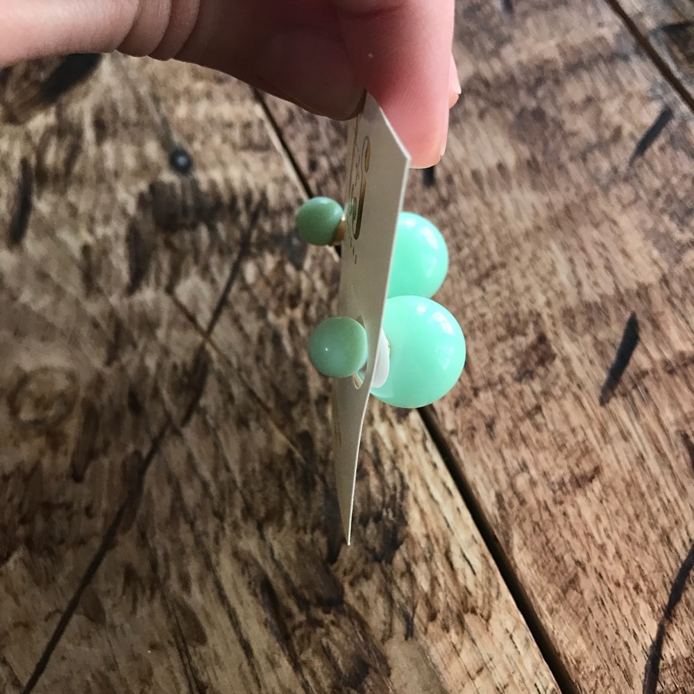 T&J Designs Mint Studded Pearl Earrings - Picture 5 of 5